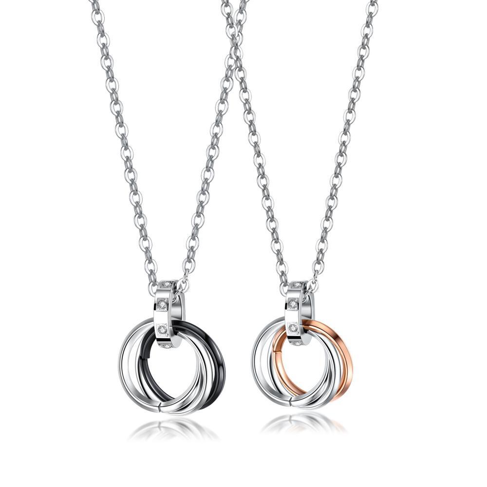 Unique Interlocking Ring Necklaces For Couples In Titanium - CoupleSets