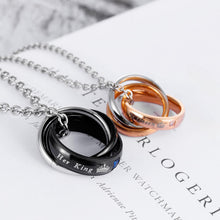 Unique Her King His Queen Interlocking Ring Couple Necklaces In Titanium - CoupleSets
