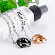 Unique Her King His Queen Interlocking Ring Couple Necklaces In Titanium - CoupleSets
