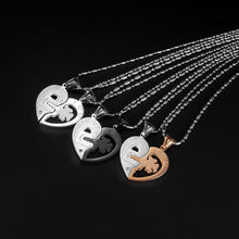 Engravable Lock And Key Matching Heart Couple Necklaces In Titanium - CoupleSets
