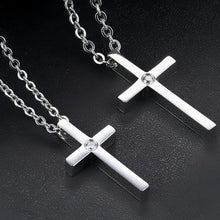 Engravable Simple Cross Pendant Necklace For Couples In Titanium - CoupleSets