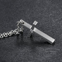 Engravable Simple Cross Pendant Necklace For Couples In Titanium - CoupleSets