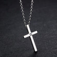 Engravable Simple Cross Pendant Necklace For Couples In Titanium - CoupleSets