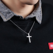 Engravable Simple Cross Pendant Necklace For Couples In Titanium - CoupleSets