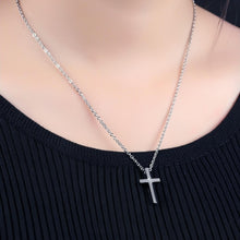 Engravable Simple Cross Pendant Necklace For Couples In Titanium - CoupleSets