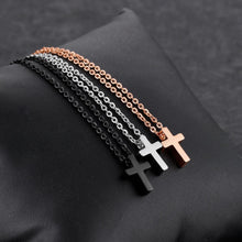 Engravable Cross Pendant Couple Necklaces In Titanium - CoupleSets