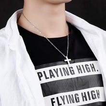 Engravable Cross Pendant Couple Necklaces In Titanium - CoupleSets