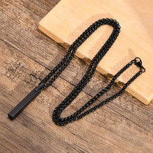 Engravable Simple Bar Necklace For Couples In Tungsten - CoupleSets