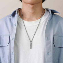 Engravable Simple Bar Necklace For Couples In Tungsten - CoupleSets