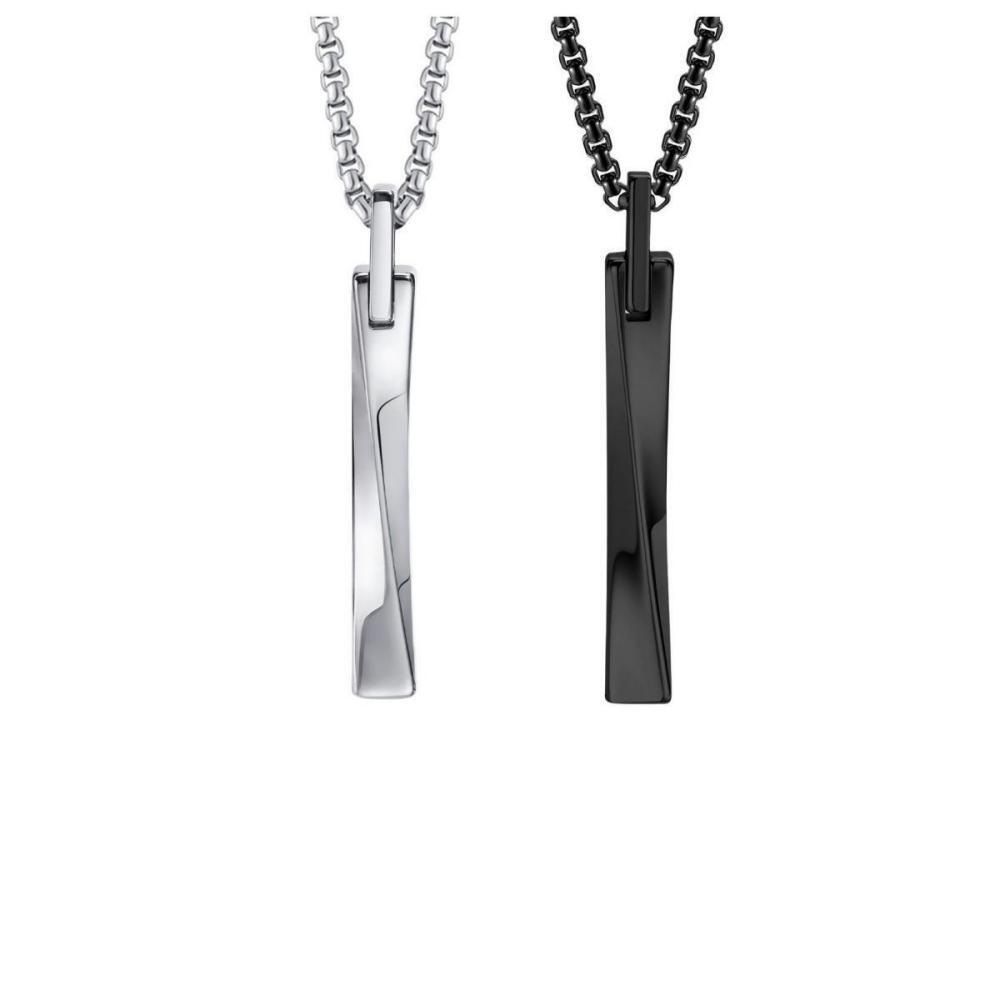 Engravable Matching Infinity Bar Necklace For Couples In Tungsten - CoupleSets