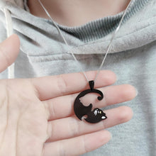 Engravable Cute Cat Matching Couple Necklaces In Sterling Silver - CoupleSets