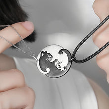 Engravable Cute Cat Matching Couple Necklaces In Sterling Silver - CoupleSets