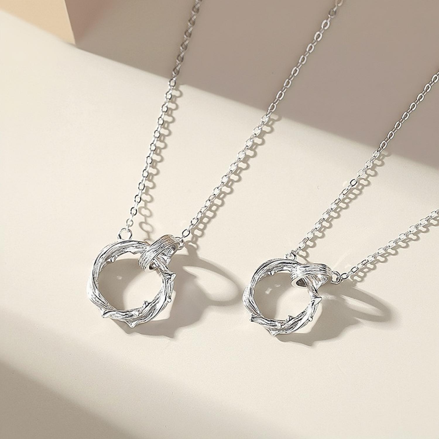 Unique Thorns Knot Matching Necklace For Couples In Sterling Silver - CoupleSets