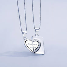 Engravable Forever Love Matching Heart Couple Necklaces In Sterling Silver - CoupleSets