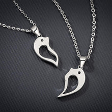 Engravable Cute Dolphin Matching Heart Magnetic Couple Necklaces In Sterling Silver - CoupleSets