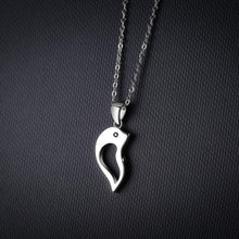 Engravable Cute Dolphin Matching Heart Magnetic Couple Necklaces In Sterling Silver - CoupleSets