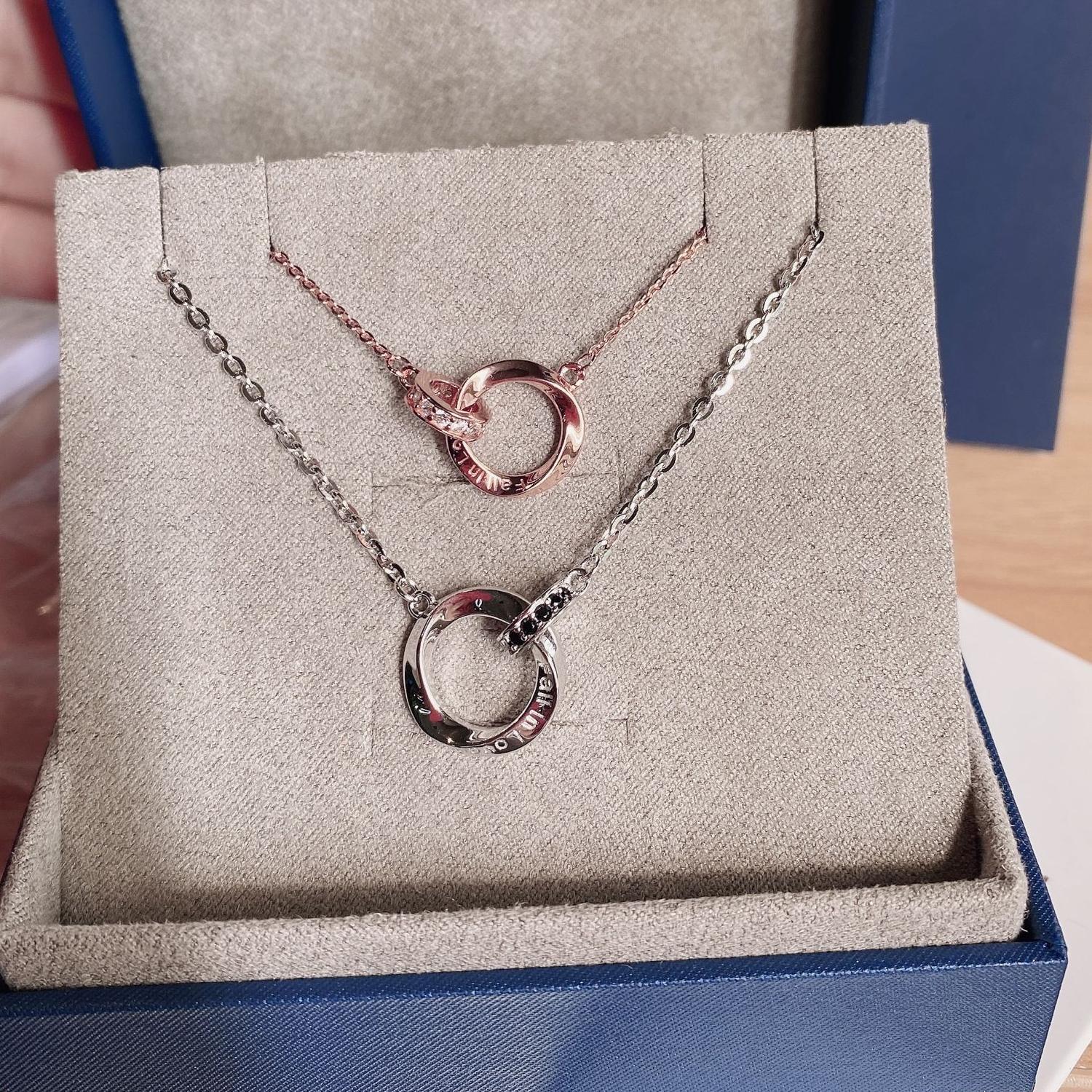 Unique Infinity Love Matching Interlocking Ring Couple Necklaces In Sterling Silver - CoupleSets