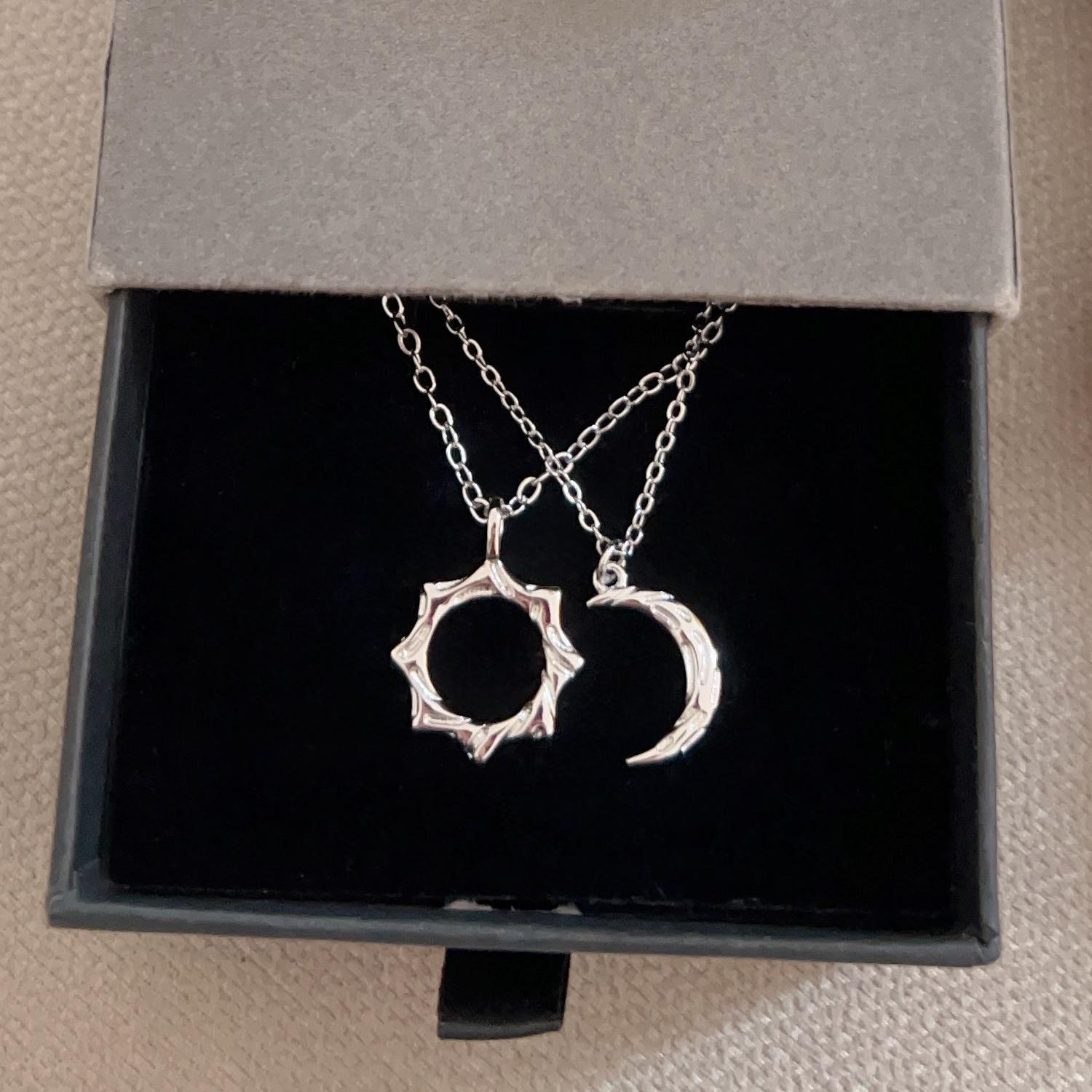 Unique Sun And Moon Love Matching Couple Necklaces In Sterling Silver - CoupleSets