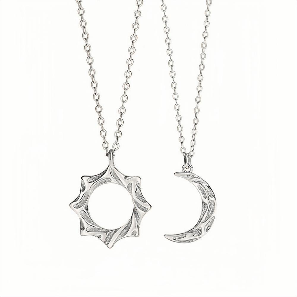 Unique Sun And Moon Love Matching Couple Necklaces In Sterling Silver - CoupleSets