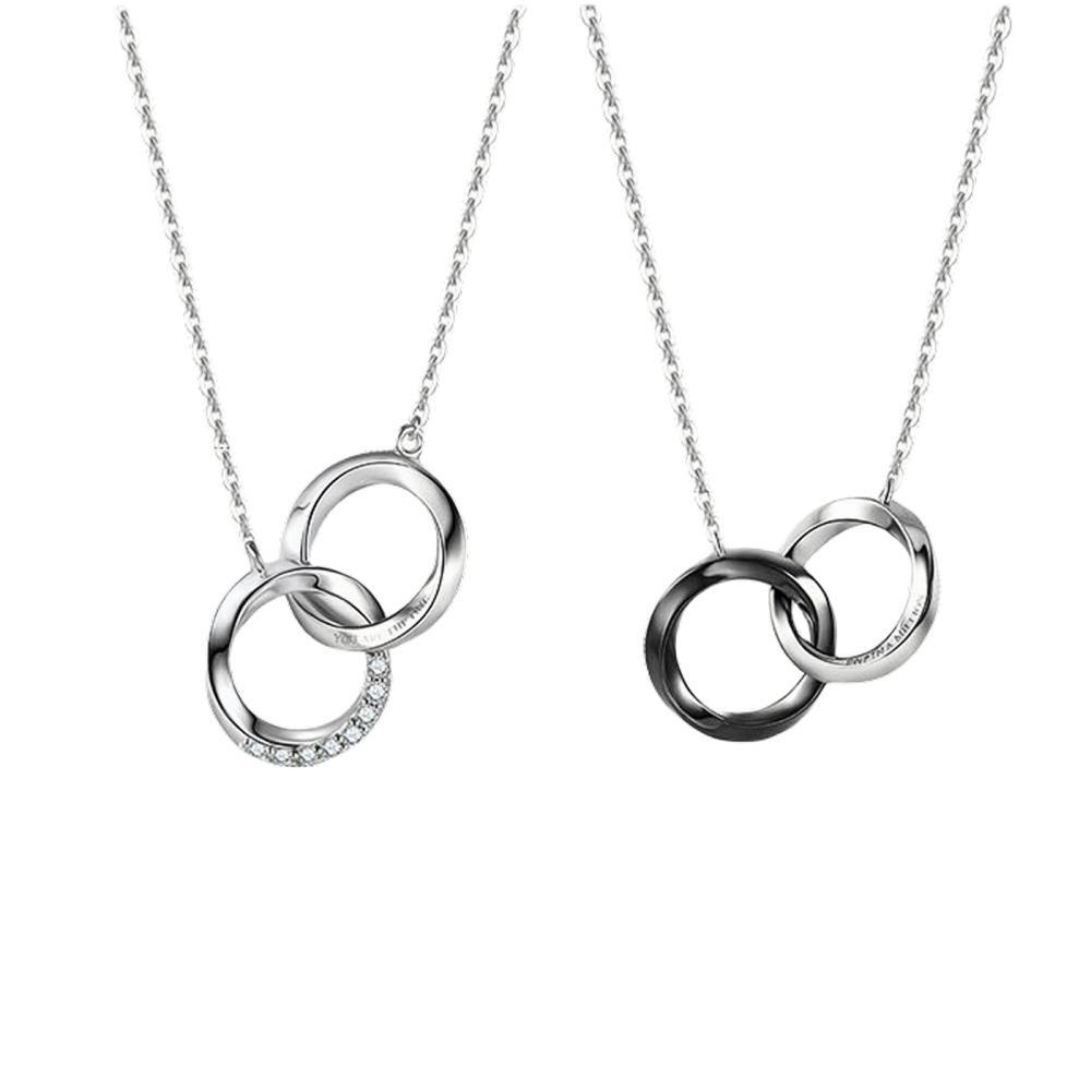 Unique Infinity Love Matching Interlocking Couple Ring Necklaces In Sterling Silver - CoupleSets