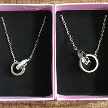 Engravable Zodiac Signs Interlocking Ring Necklaces For Couples In Sterling Silver - CoupleSets