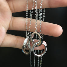 Engravable Zodiac Signs Interlocking Ring Necklaces For Couples In Sterling Silver - CoupleSets