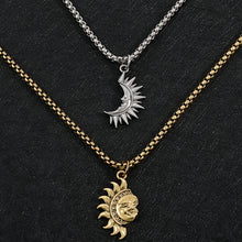 Unique Sun And Moon Matching Couple Necklaces In Titanium