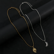 Unique Sun And Moon Matching Couple Necklaces In Titanium
