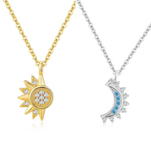 Sun And Moon Matching Necklaces For Couples In Sterling Silver