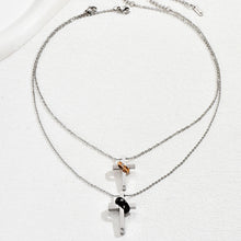 Engravable Love Cross Matching Couple Necklaces In Titanium