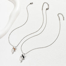 Engravable Love Cross Matching Couple Necklaces In Titanium