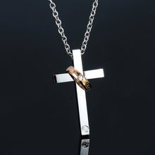 Engravable Love Cross Matching Couple Necklaces In Titanium