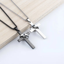 Engravable Matching Couple Cross Necklaces In Titanium