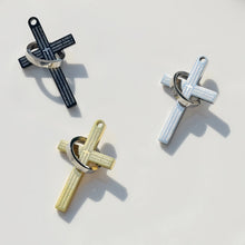 Engravable Matching Couple Cross Necklaces In Titanium