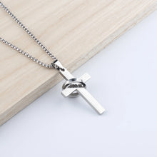 Engravable Matching Couple Cross Necklaces In Titanium