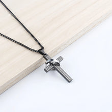 Engravable Matching Couple Cross Necklaces In Titanium
