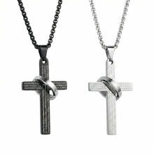 Engravable Matching Couple Cross Necklaces In Titanium