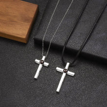 Personalized Matching Cross Photo Projection Necklaces For Couples