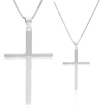 Engravable Matching Cross Couple Necklaces In Sterling Silver