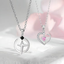 Unique Cross Star Matching Heart Couple Necklaces In Sterling Silver