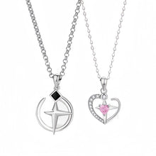 Unique Cross Star Matching Heart Couple Necklaces In Sterling Silver