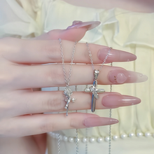 Engravable Cross And Rose Matching Couple Necklaces In Sterling Silver