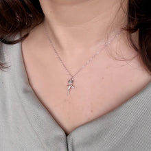 Engravable Cross And Rose Matching Couple Necklaces In Sterling Silver