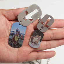 Personalized Matching Cross Photo Couple Necklaces In Titanium