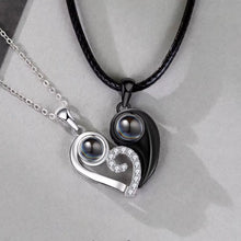 Personalized Matching Heart Photo Projection Silver Couples Necklaces