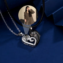 Personalized Matching Heart Photo Projection Silver Couples Necklaces