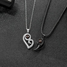 Personalized Matching Heart Photo Projection Silver Couples Necklaces