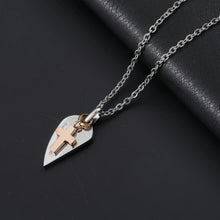 Engravable Cross Matching Heart Couples Necklaces In Titanium