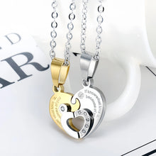 Because Of You Matching Heart Couple Necklaces In Titanium