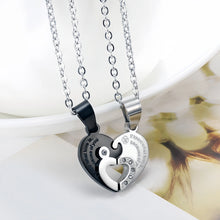 Because Of You Matching Heart Couple Necklaces In Titanium